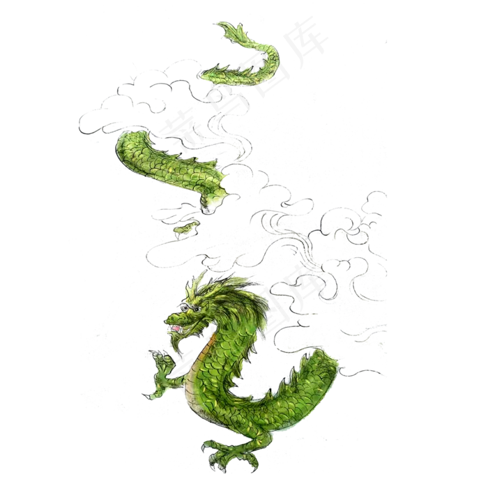 神化龙王东方神仙海神PNG国画水墨,免抠元素(3000X3000(DPI:300))psd模版下载