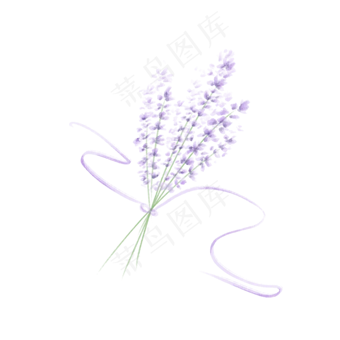 手绘水彩薰衣草素材(2000X2000(DPI:300))psd模版下载