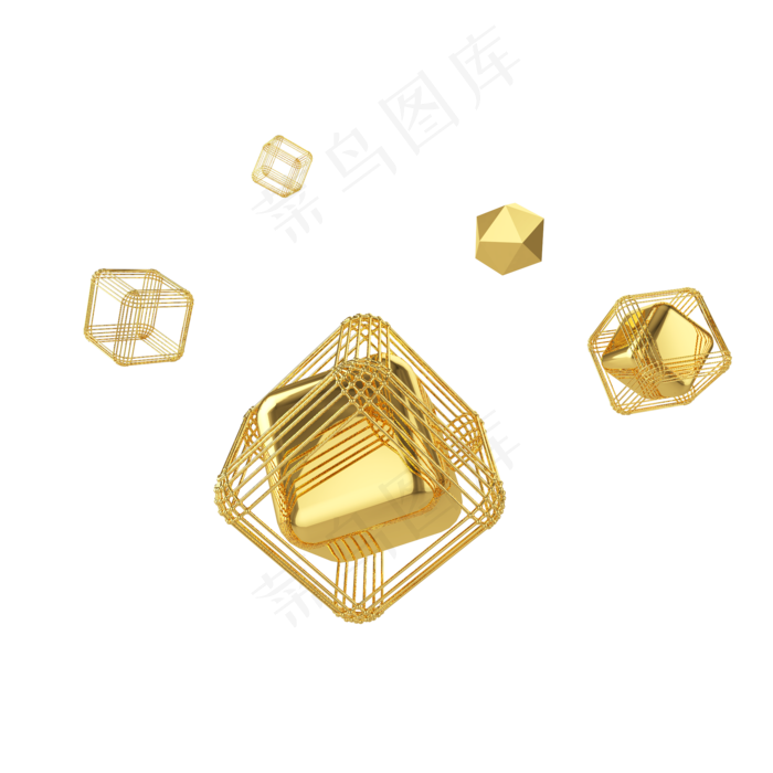 C4D金属立体几何图形装饰