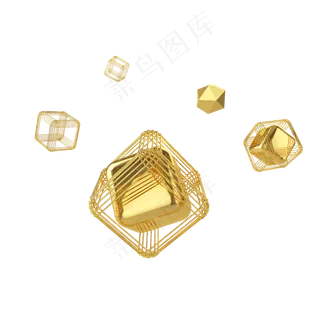 C4D金属立体几何图形装饰