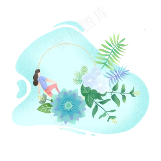 植物人类噪点风格边框,免抠元素