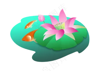 荷花小鱼荷塘