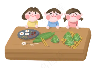 端午节小朋友开心做粽子