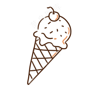 卡通手绘线条冰激凌,免抠元素