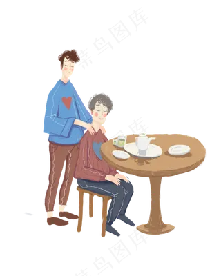 父亲节儿子帮爸爸按摩png素材