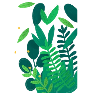 深绿色的卡通叶子