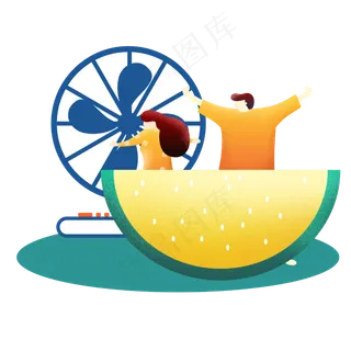 扁平风小暑吃西瓜