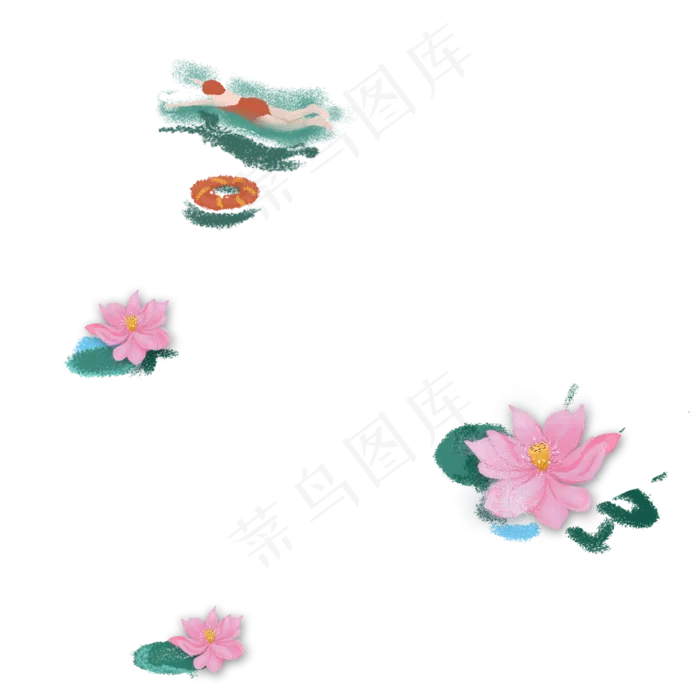 漂亮的荷花免抠图(2000X2000(DPI:300))psd模版下载