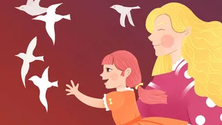 暖色系扁平风母亲节母女配图