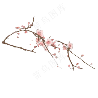 冬季系列主题手绘中国风工笔水墨,免抠元素