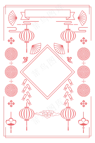 中国风鼠年新年底纹,免抠元素