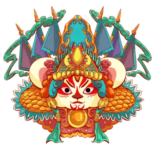 京剧装扮鼠年国潮,免抠元素