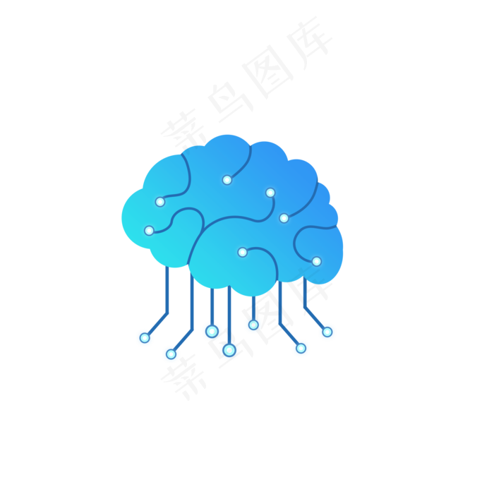 微立体蓝色渐变科技风人工智能图,免抠元素