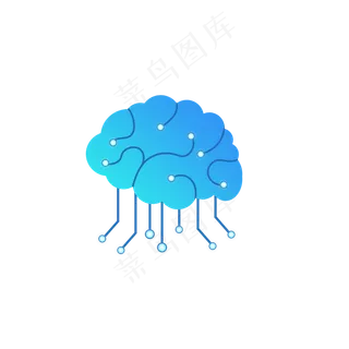 微立体蓝色渐变科技风人工智能图,免抠元素