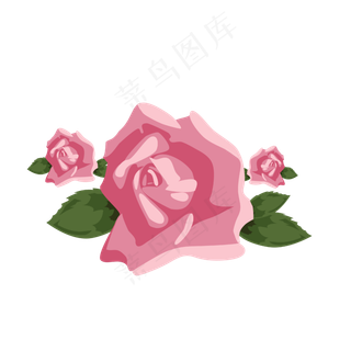 卡通粉色的水墨玫瑰免扣图