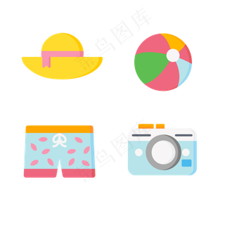 夏至夏天海滩物品免扣素材