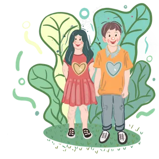 儿童节卡通长头发女孩