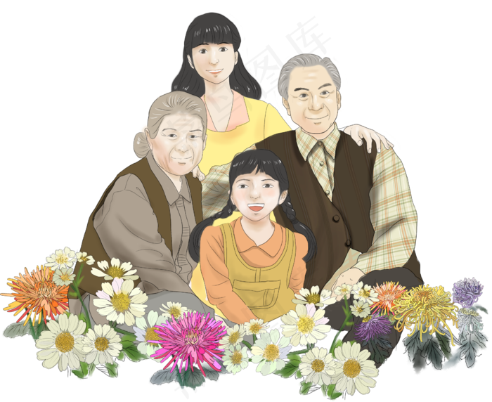 重阳节主题全家福合影(2568X2100(DPI:72))psd模版下载