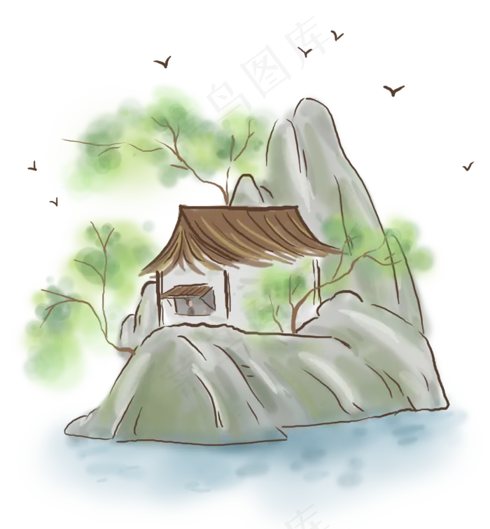 中国风赏春的古人(2000X2158(DPI:299))psd模版下载