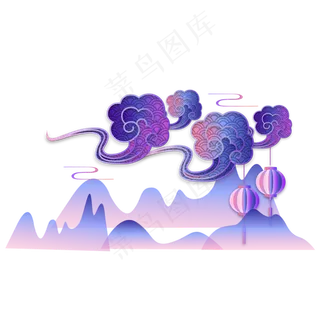 新中式祥云灯笼装饰