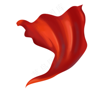 简约红色飘带,免抠元素