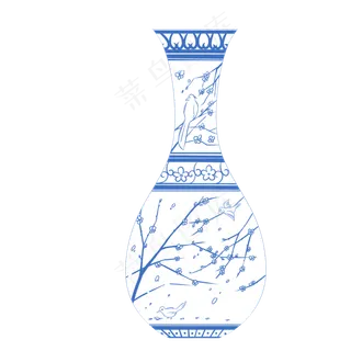 中国风青花瓷花瓶,免抠元素