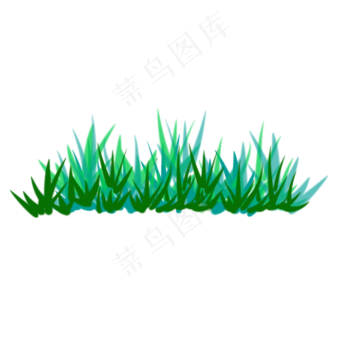 手绘绿色植物春天绿色的草丛,免抠元素