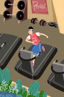 卡通手绘风夏景小暑锻炼配图