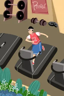 卡通手绘风夏景小暑锻炼配图