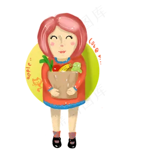 买菜购物生鲜蔬菜水果女孩主妇妈