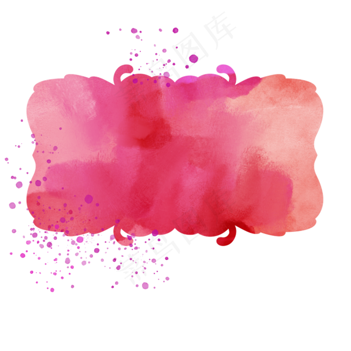 水彩风红色笔刷促销标签电商不规