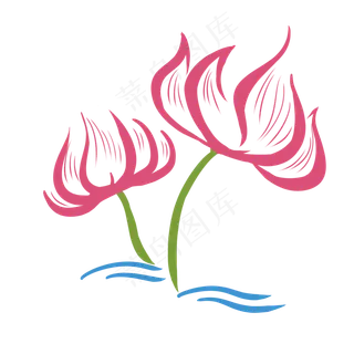 荷花植物卡通装饰