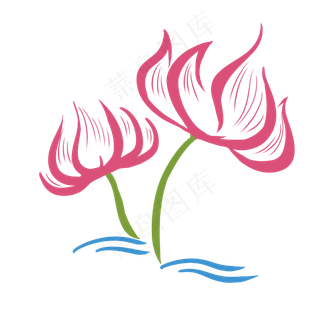 荷花植物卡通装饰