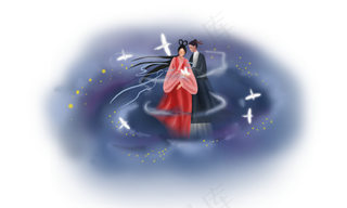 七夕情人节牛郎和织女,免抠元素