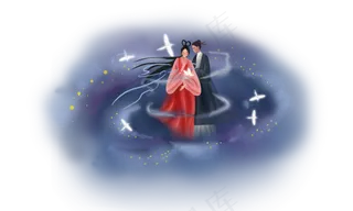 七夕情人节牛郎和织女,免抠元素
