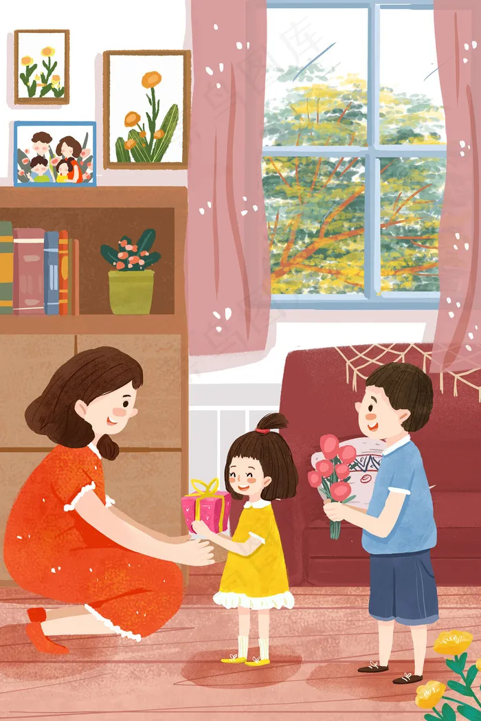 母亲节一起给妈妈礼物温馨(3545*5315px 300 dpi )psd模版下载