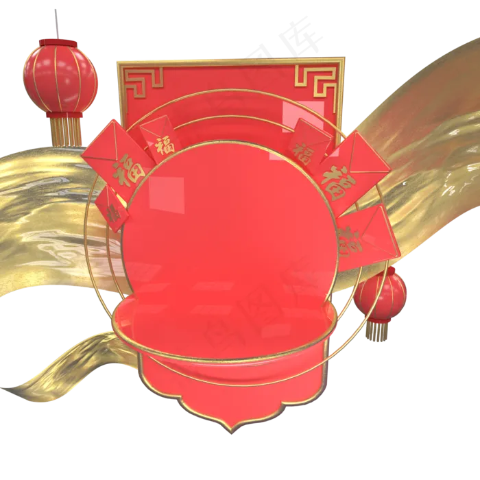 红色金色电商舞台,免抠元素(2000X2000(DPI:72))psd模版下载