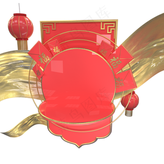 红色金色电商舞台,免抠元素
