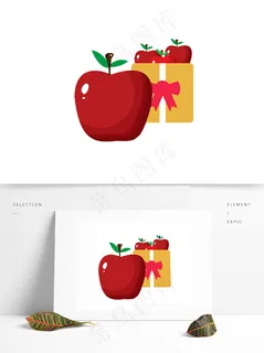 圣诞节平安夜礼物红苹果设计元素,免抠元素