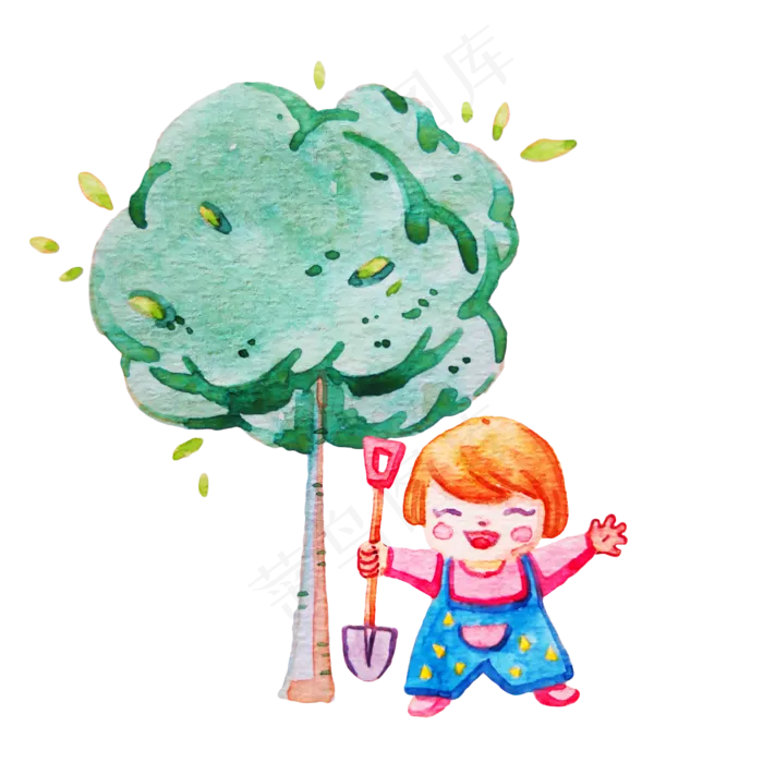 植树节种树的小女孩(2000X2000(DPI:300))psd模版下载
