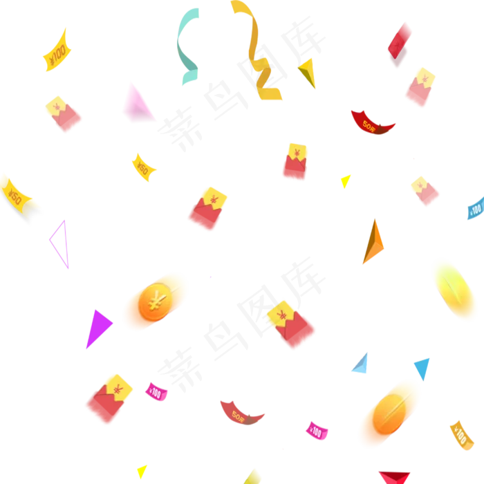 金币红色红包元素,免抠元素(3000*3000px 300 dpi )psd模版下载
