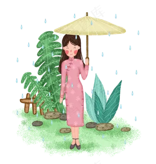 清明节下雨打伞的女孩PNG免抠图 清明节下雨打伞的女孩PNG免抠图