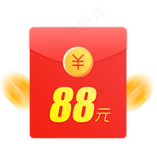 88元红色卡通漂浮弹窗红包,免抠元素