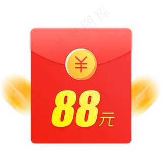 88元红色卡通漂浮弹窗红包,免抠元素