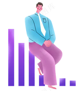 夸张扁平亮色商务职场卡通噪点人,免抠元素