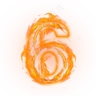 炫酷火焰光效倒计时数字6