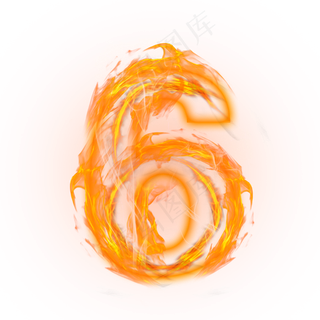炫酷火焰光效倒计时数字6