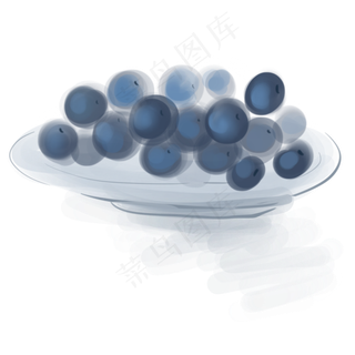 水墨一盘子蓝莓