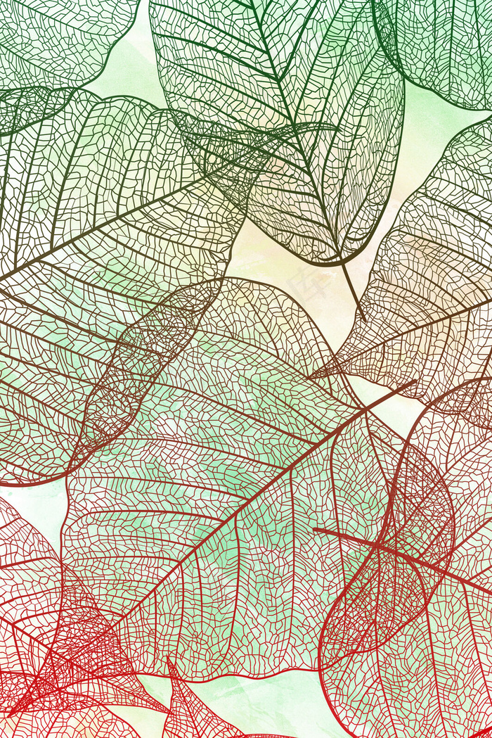 渐变色树叶纹理简约背景