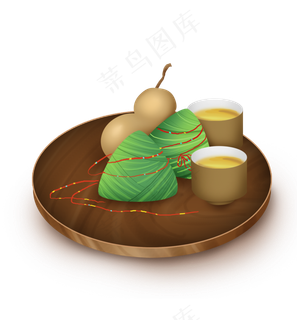 端午节粽子和茶杯